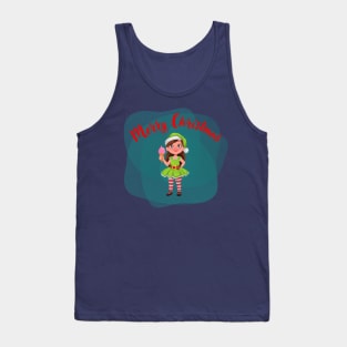 Merry Christmas, elf and ice cream Tank Top